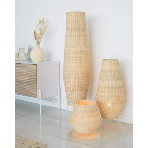 Tall wicker floor lamp top